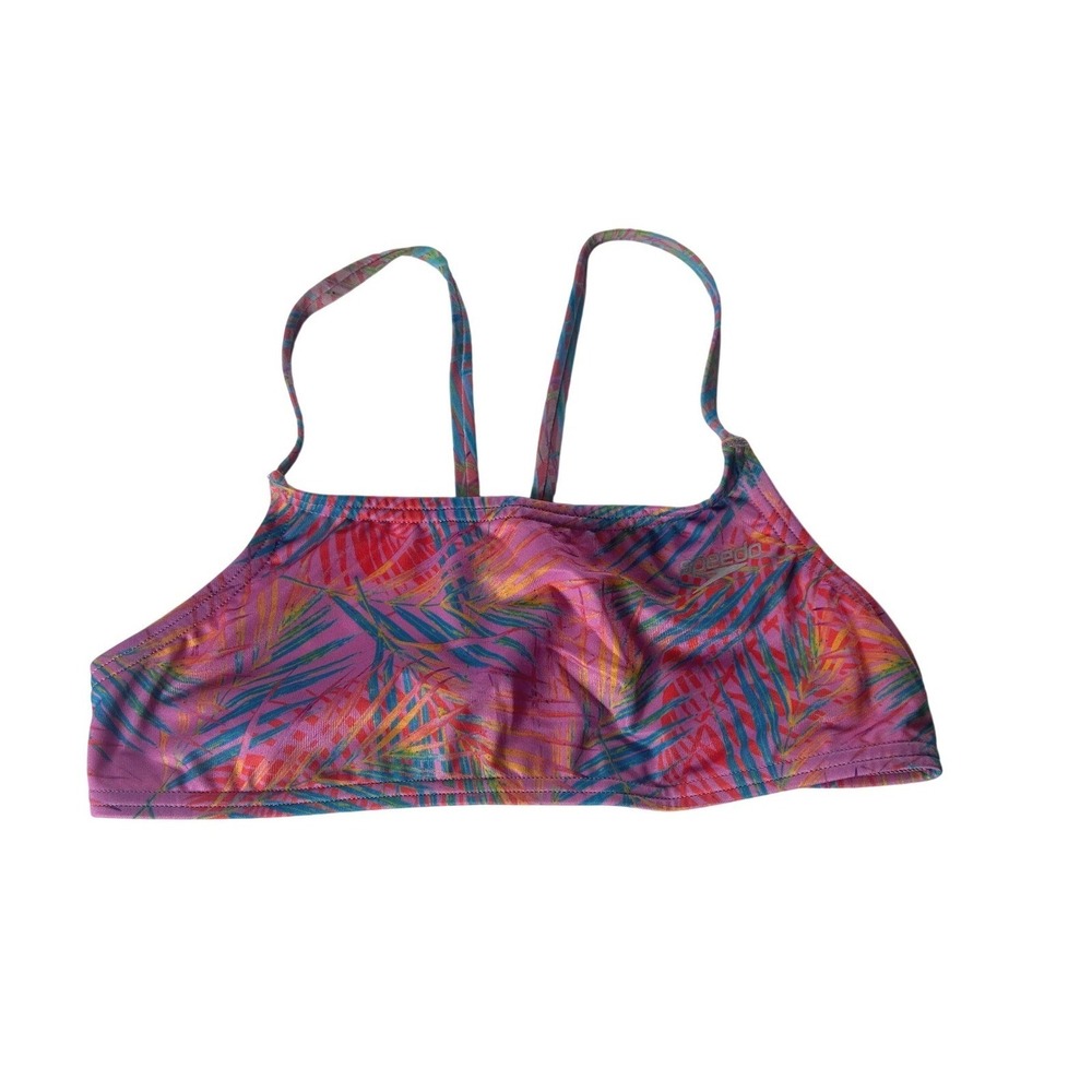Speedo Vibe Endurance Throwing Shade Tropical Bikini Top Pink Orange Medium NEW - Picture 1 of 10